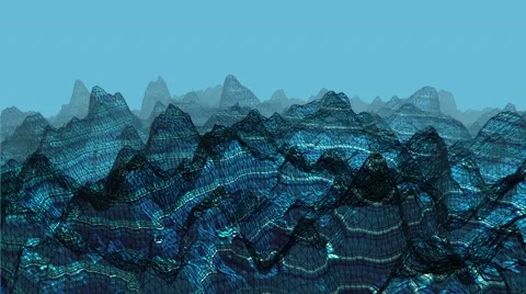 Wireframe Mountain VJ Loop BLUE ELECTRIC Stock Footage 44895326