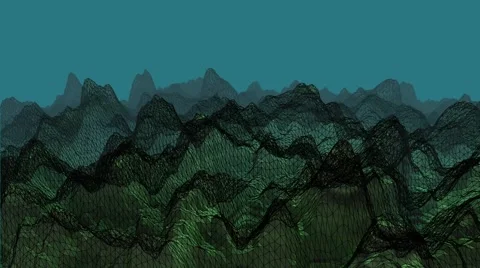 Wireframe Mountain VJ Loop DEEP SEA Stock Footage 44895063