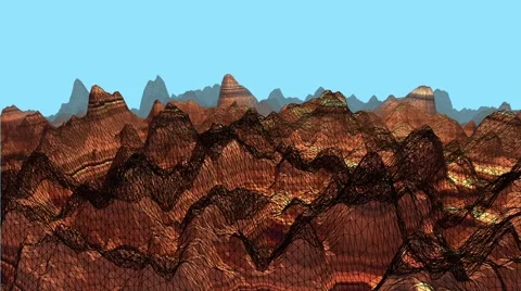 Wireframe Mountain VJ Loop DESERT Stock Footage 44895257