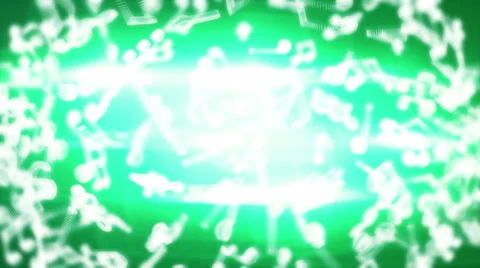 Wireframe Musical Notes Background Loop Green Stock Footage 41534000
