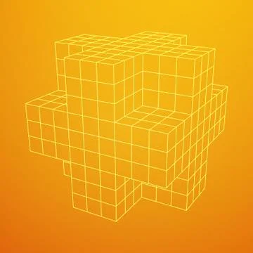 Wireframe Necker Cube 库存插图