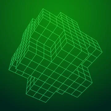 Wireframe Necker Cube 库存插图
