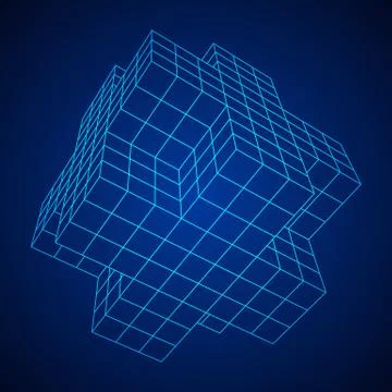 Wireframe Necker Cube Stock Illustration
