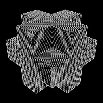Wireframe Necker Cube Ilustração Stock