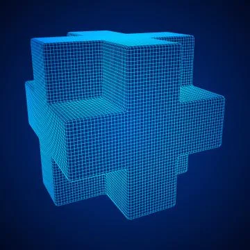 Wireframe Necker Cube Ilustração Stock