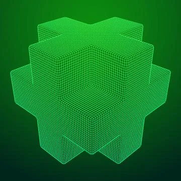 Wireframe Necker Cube Ilustração Stock