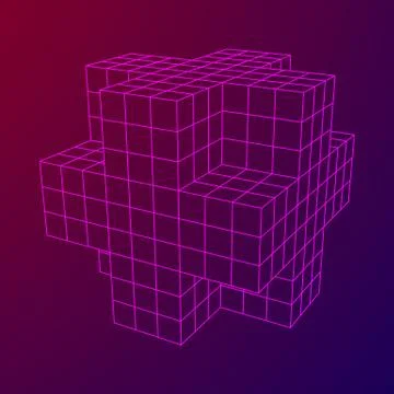 Wireframe Necker Cube Stock Illustration