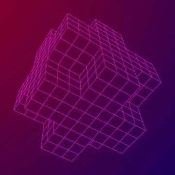 Wireframe Necker Cube 库存插图
