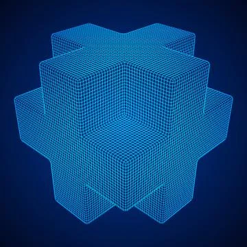 Wireframe Necker Cube 库存插图