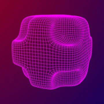 Wireframe Necker Smooth Cube Ilustração Stock