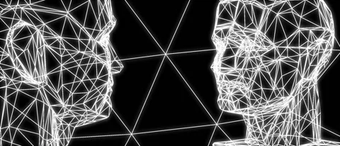 WIREFRAME NEON ROBOT HEAD VJ ANIMATION Stock Footage 156520989