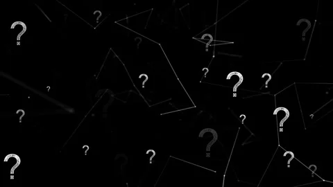 Wireframe network drifting and starting question marks fading in, showing Stock Footage 334788462
