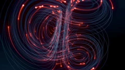 Wireframe Network with Glowing Light Particles Loop Animated Stock Footage 318903764