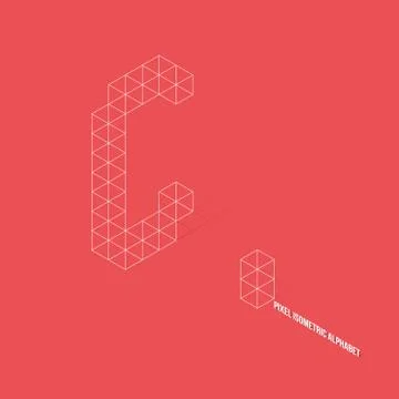 Wireframe Pixel Isometric Alphabet Letter A Stock Illustration