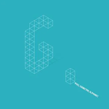 Wireframe Pixel Isometric Alphabet Letter G Stock Illustration