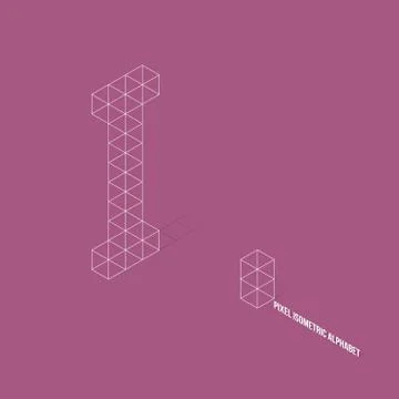 Wireframe Pixel Isometric Alphabet Letter I Stock Illustration