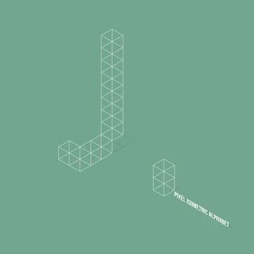 Wireframe Pixel Isometric Alphabet Letter J Stock Illustration