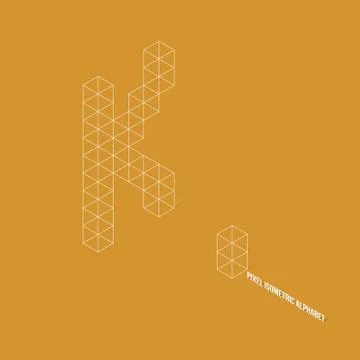 Wireframe Pixel Isometric Alphabet Letter K Stock Illustration