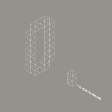 Wireframe Pixel Isometric Alphabet Letter O Stock Illustration