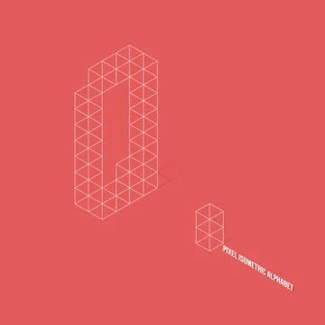 Wireframe Pixel Isometric Alphabet Letter Q Stock Illustration