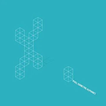 Wireframe Pixel Isometric Alphabet Letter X Stock Illustration