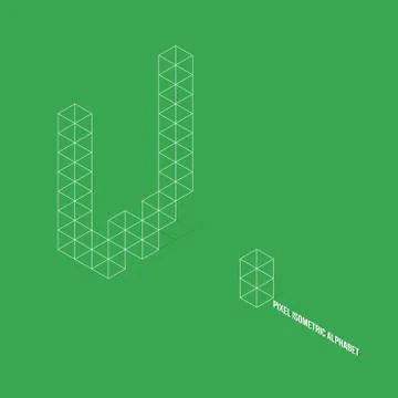 Wireframe Pixel Isometric Alphabet Letter W Stock Illustration