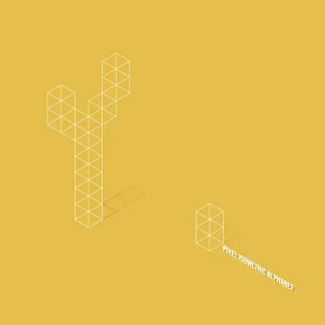 Wireframe Pixel Isometric Alphabet Letter Y Stock Illustration