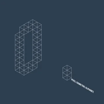 Wireframe Pixel Isometric Number 0 Stock Illustration