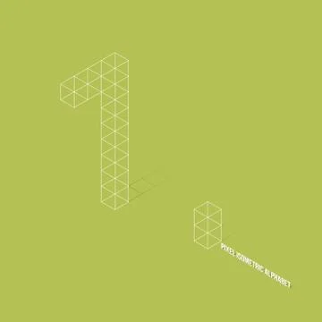 Wireframe Pixel Isometric Number 1 Stock Illustration