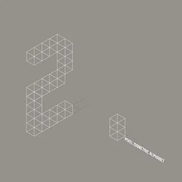 Wireframe Pixel Isometric Number 2 Stock Illustration
