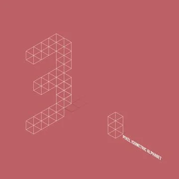 Wireframe Pixel Isometric Number 3 Stock Illustration
