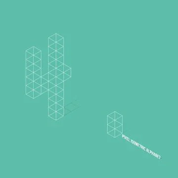 Wireframe Pixel Isometric Number 4 Stock Illustration