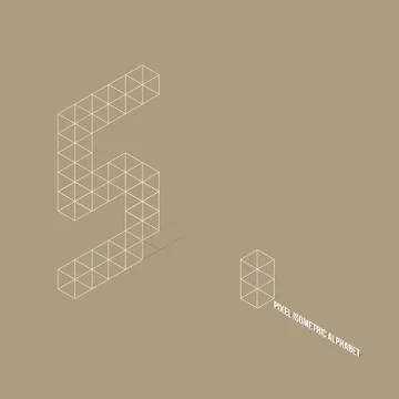 Wireframe Pixel Isometric Number 5 Stock Illustration