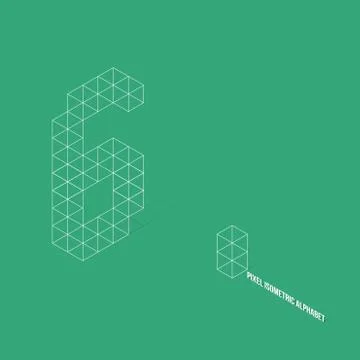Wireframe Pixel Isometric Number 6 Stock Illustration