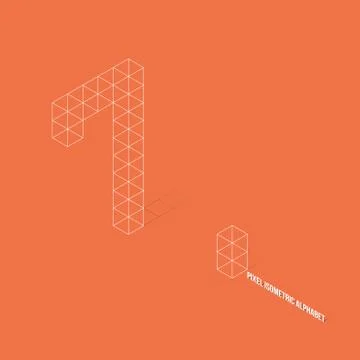 Wireframe Pixel Isometric Number 7 Stock Illustration