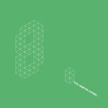 Wireframe Pixel Isometric Number 8 Illustrazione stock
