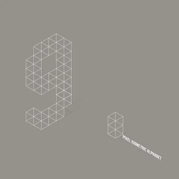 Wireframe Pixel Isometric Number 9 Stock Illustration