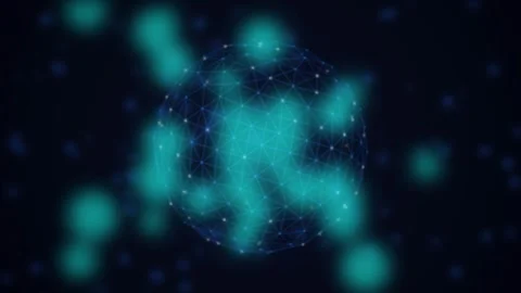 Wireframe plexus sphere rotating seamless loop motion background Stock Footage 344799258