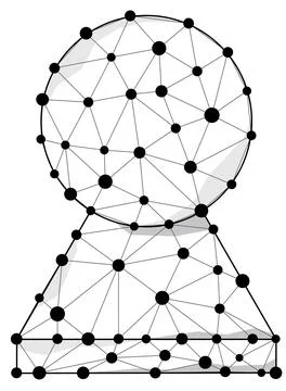 Wireframe polygon human firure - digital head with line and dots vector icon. Stock Illustration