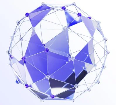 Wireframe polygonal 3d sphere of lines and dots. Futuristic geometric globe Illustrazione stock