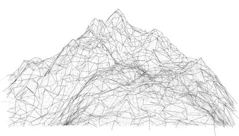 Wireframe polygonal landscape. 3d illustration Stock Illustration