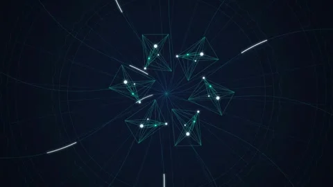 Wireframe polyhedral ring rotating seamless loop abstract background Stock Footage 344971911