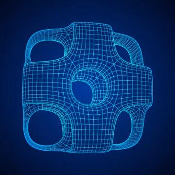 Wireframe Ported Cube Ilustração Stock