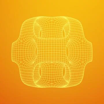 Wireframe Ported Cube Ilustração Stock