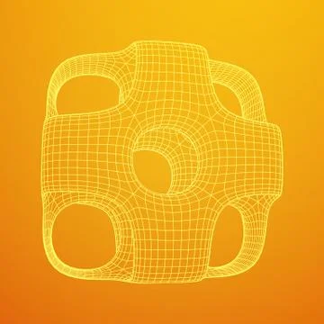 Wireframe Ported Cube Ilustração Stock