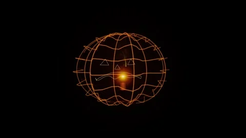 Wireframe pumpkin face lantern glows for Halloween. Video stock 343292314
