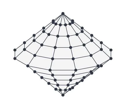Wireframe Pyramid Geometric Structure Design. Double cone wireframe figure 스톡 일러스트