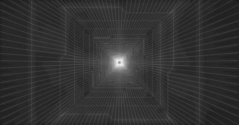 Wireframe Rectangular Tunnel Loop Stock Footage 156508398