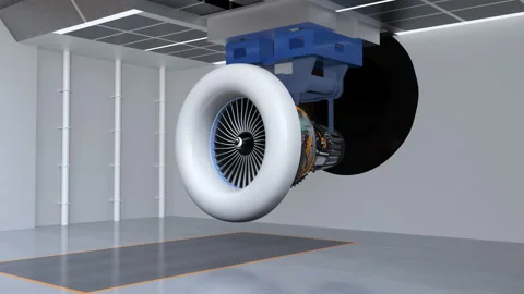 Wireframe rendering of aeroengine test cell Stock Footage 108088140