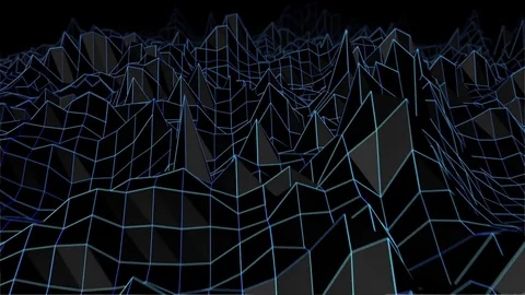 Wireframe Retro Terrain flyby loop Stock Footage 83431684